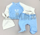Комплект Mario Kids с шапочкой, распашонкой, ползунками 56р, интерлок Голубой