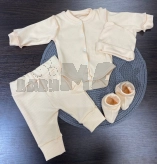Комплект Baby Life с шапочкой, боди, ползунками, пинетками 56р, рубчик Молочный
