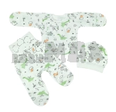 Комплект Пеппи Динозаврики с шапочкой, распашонкой, ползунками 62р, футер Молочный