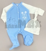 Комплект Mario Kids с шапочкой, человечком 56р, интерлок Голубой