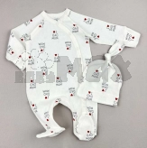 Комплект Mario Kids Сердечки с шапочкой, человечком 62р, рубчик Молочный