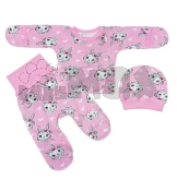 Комплект Пеппи Зайчата с шапочкой, распашонкой, ползунками 62р, футер Розовый