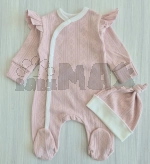 Комплект Шапочка + Человечек с рюшей Happy Tot, Розовый, Ажур, 56р.