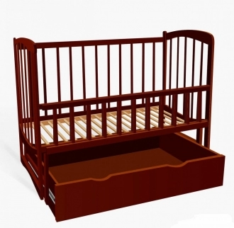Детская кроватка с ящиком, маятником, Бук - Babymax Elza (Орех) - Фото 1