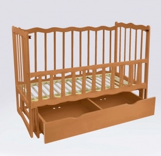 Детская кроватка с ящиком, маятником, Бук - Babymax Elza (Орех) - Фото 2