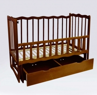 Детская кроватка с ящиком, маятником, Бук - Babymax Elza (Орех) - Фото 4