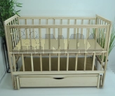 Детская кроватка с ящиком, маятником, Граб/Ольха - Эко Жасмин 2 (Натуральный)