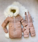 Зимний Комбинезон-Трансформер, Panda, Овчина, Какао, 0-2р