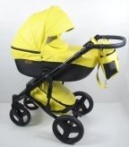 Универсальная коляска 2 в 1, Экокожа - Mikrus Onyx (Желтый)