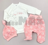 Комплект Mario Kids с шапочкой, боди, ползунками 56р, футер Молочно-розовый