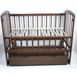 Детская кроватка с ящиком, маятником, Осина - Babymax Луна (Орех) - Фото 1