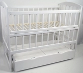 Детская кроватка с ящиком, маятником, Осина - Babymax Луна (Белый)