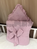 Конверт-одеяло для новорожденных на выписку, Муслин - Mexs (Розовый рюш)