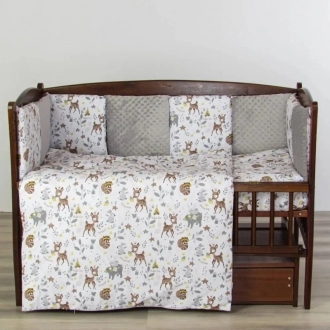 Комплект постельный Ведмедик Лесная жизнь 8 предметов, плюш Серый - Фото 1