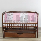 Бортики в кроватку Ведмедик Слоники, плюш Розовый
