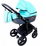 Универсальная коляска 2 в 1, Экокожа - Mikrus Genua 20 (Серо-бирюзовый)