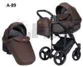 Коляска 2 в 1, Ткань/Экокожа - Angelina Amica (Коричневый)
