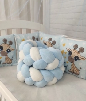 Комплект постельного белья 7 в 1, Косичка - Babymax Жирафик (Голубой) - Фото 2