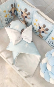 Комплект постельного белья 7 в 1, Косичка - Babymax Жирафик (Голубой) - Фото 3