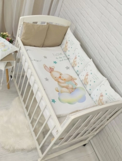 Комплект постельного белья 7 в 1 - Babymax Зайчик (Белый) - Фото 1