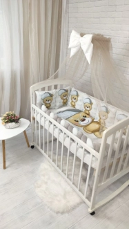 Комплект постельного белья 7 в 1, Косичка - Babymax Медвежонок (Бело-серый) - Фото 3