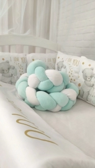 Комплект постельного белья 7 в 1, Косичка - Babymax Медвежонок (Бирюзовый) - Фото 1