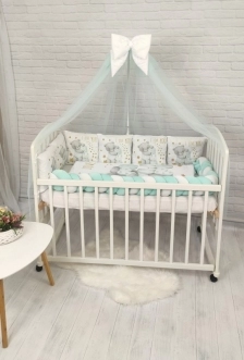 Комплект постельного белья 7 в 1, Косичка - Babymax Медвежонок (Бирюзовый) - Фото 2