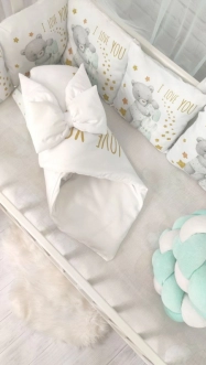 Комплект постельного белья 7 в 1, Косичка - Babymax Медвежонок (Бирюзовый) - Фото 3