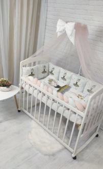 Комплект постельного белья 7 в 1, Косичка - Babymax Балеринка (Бело-розовый) - Фото 2