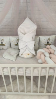 Комплект постельного белья 7 в 1, Косичка - Babymax Балеринка (Бело-розовый) - Фото 3