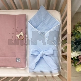Плед-конверт для новорожденных Baby Chic на выписку, муслин Голубой