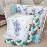 Комплект постельного белья 7 в 1, Косичка - Bepino Тедди (Бирюзовый)