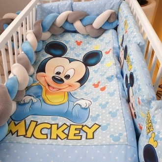 Комплект постельного белья 7 в 1, Косичка - Bepino Mickey (Голубой) - Фото 1