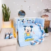 Комплект постельного белья 7 в 1, Косичка - Bepino Mickey (Голубой)