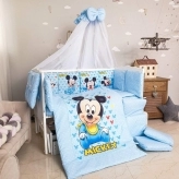 Комплект постельного белья 7 в 1, Подушки - Bepino Микки (Голубой)