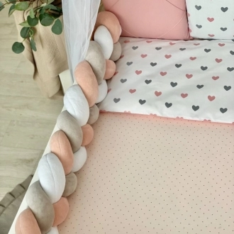 Комплект постельный MSonya (Маленькая Соня) Happy night Сердечки пудровые 6 предметов Пудровый - Фото 3