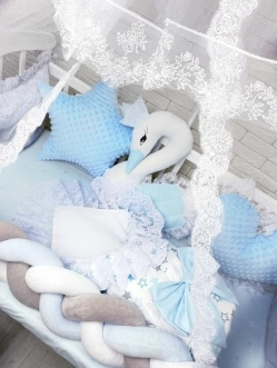 Комплект постельного белья 7 в 1 - Kitten Cotton Blue star (Голубой) - Фото 1