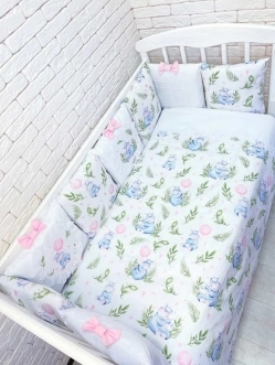 Комплект постельного белья 6 в 1 - Kitten Cotton Mom hippopotam (Белый) - Фото 3