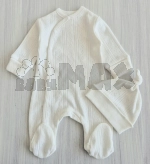 Комплект Happy Tot с шапочкой, человечком 62р, ажур Молочный