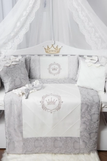 Комплект постільної білизни 7 в 1 - San Baby Корона (Сірий) - Фото 1