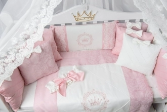 Комплект постельного белья 7 в 1 - San Baby Корона (Розовый) - Фото 1