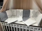 Бортики в кроватку Ведмедик Звездопад, плюш Серый