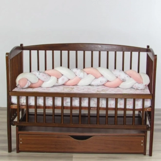 Бортики в кроватку Ведмедик Оленёнок, косичка Розовый - Фото 1