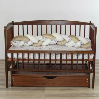 Бортики в кроватку Ведмедик Зверушки, косичка Коричневый - Фото 1