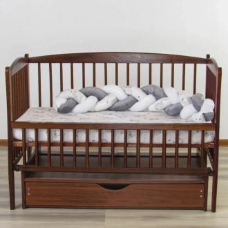 Бортики в кроватку Ведмедик Зверушки, косичка Серый - Фото 1