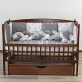 Бортики в кроватку Ведмедик Зверушки, косичка Серый
