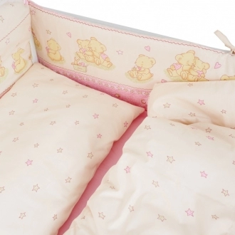 Бортики в кроватку - Twins Comfort Медведики со звездой (Розовый) - Фото 1
