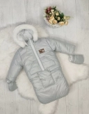 Комбинезон детский зимний ElLiz трансформер 0–2 года, плащевка/овчина Серый