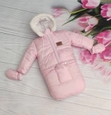 Комбинезон детский зимний ElLiz трансформер 0–2 года, плащевка/овчина Розовый
