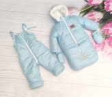 Комбинезон детский зимний ElLiz Корона трансформер 0–2 года, плащевка/овчина Голубой